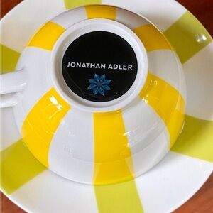 Gasp! Jonathan Adler Helsinki Striped Tea Cups Coffee Mugs and Saucers Set of 2